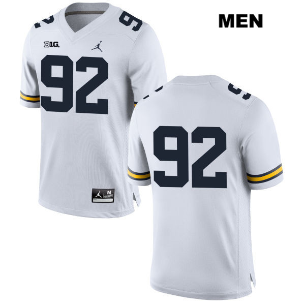 Men's NCAA Michigan Wolverines Ron Johnson #92 No Name White Jordan Brand Authentic Stitched Football College Jersey BG25G71BE